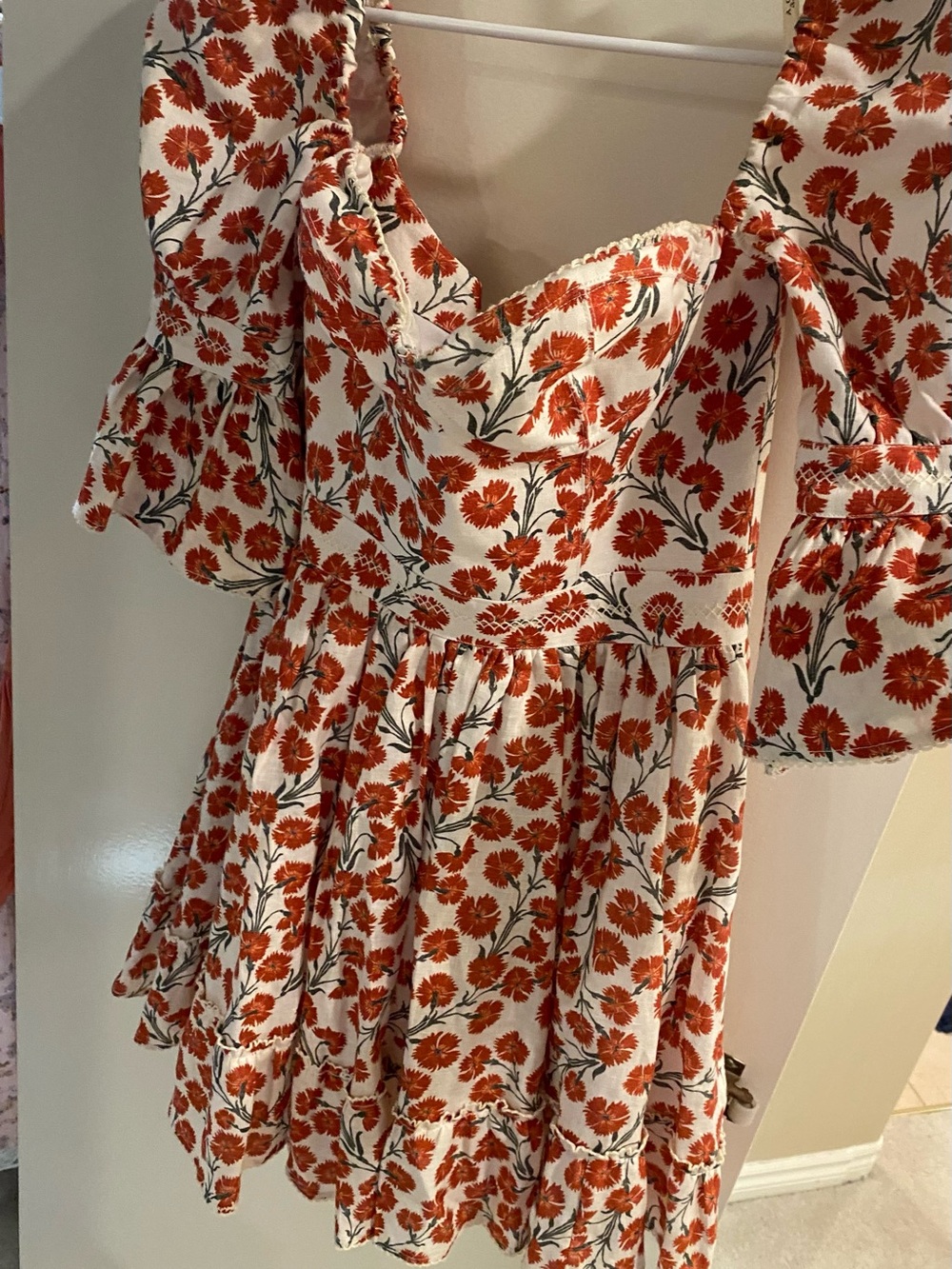 Agua by Agua Bendita 🌹❤️ Sweet Red Floral Minidress ❤️🌹 Size large - Picture 6 of 16